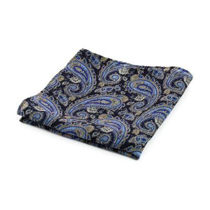 Picture of Black Paisley Wool Handkerchief