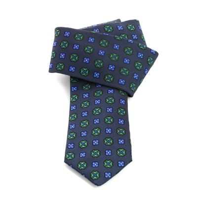 Picture of Blue Little Flowers Jacquard Silk Tie - 7 cm. wide 