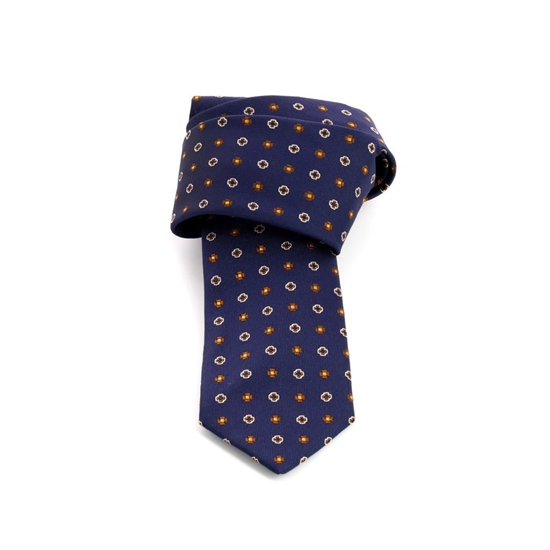 Picture of Blue Micro Patterned Jacquard Silk Tie - 7 cm. wide 