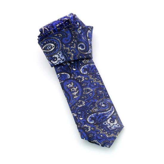 Picture of Blue Paisley Silk Tie - 7 cm. wide 