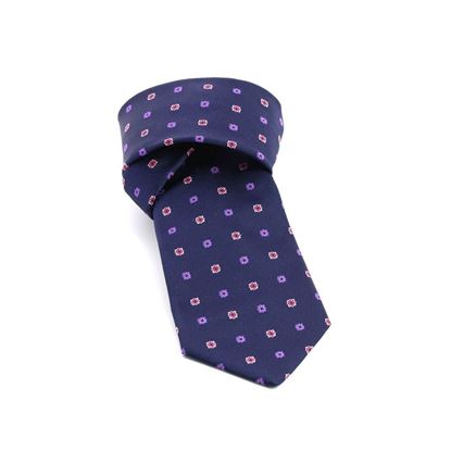 Picture of Blue Patterned Jacquard Silk Tie - 8 cm. Wide