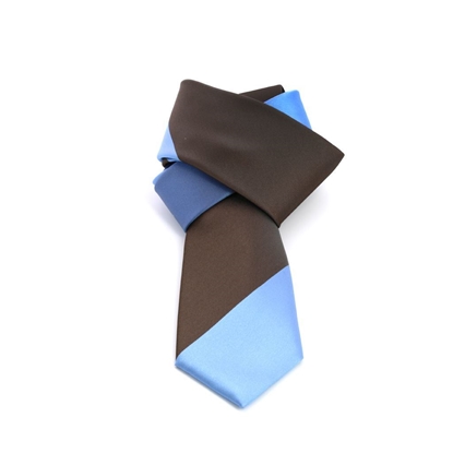 Picture of Brown/Light Blue Striped Silk Tie - 7 cm. wide  