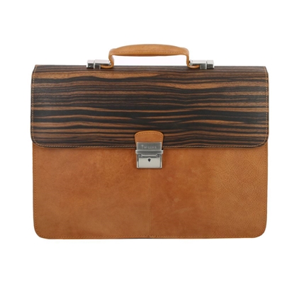 Picture of Ebony Wood & Honey Leather Briefcase - One Compartment