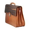Picture of Ebony Wood & Honey Leather Briefcase - Three Compartments
