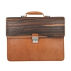 Picture of Ebony Wood & Honey Leather Briefcase - Three Compartments