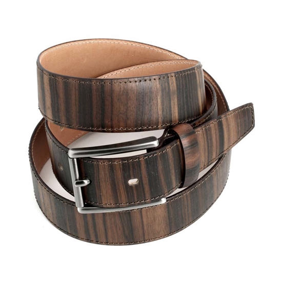 Picture of Ebony Wood & Leather Belt - 3,5 cm. wide