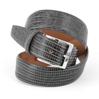 Picture of Grey Lizard Print Calf Leather Belt - 3,5 cm. wide