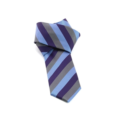 Picture of Light Blue/Violet Regimental Silk Tie - 7 cm. wide 