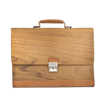 Picture of Teak Wood & Honey Leather Portfolio 
