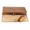Picture of Teak Wood & Honey Leather Briefcase - One Compartment
