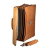 Picture of Teak Wood & Honey Leather Briefcase - Three Compartments