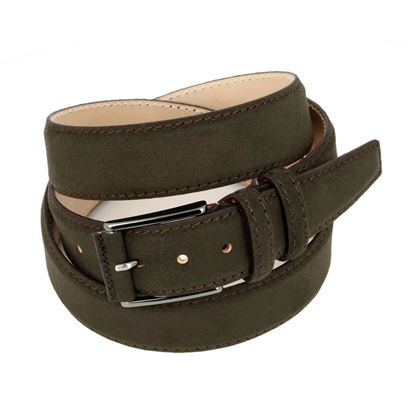 Picture of Dark Brown Alcantara Belt - Double Loops - 3,5 cm. wide