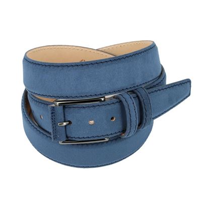 Picture of Mid Blue Alcantara Belt - Double Loops - 3,5 cm. wide