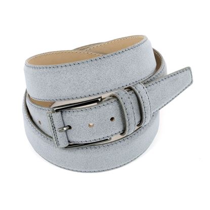 Picture of Pearl Grey Alcantara Belt - Double Loops - 3,5 cm. wide