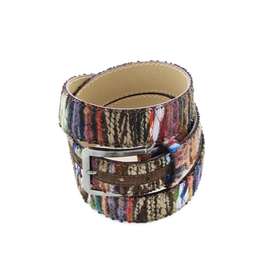 Picture of Colorful Patterned Wool Fabric Belt - 3,5 cm. wide