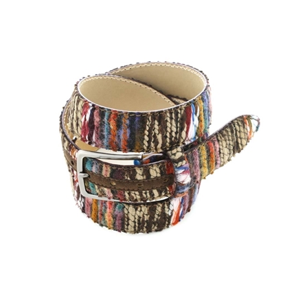 Picture of Multicolor Patterned Wool Fabric Belt - 3,5 cm. wide
