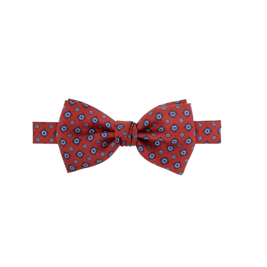 Picture of Red Little Flowers Patterned Silk Bow Tie