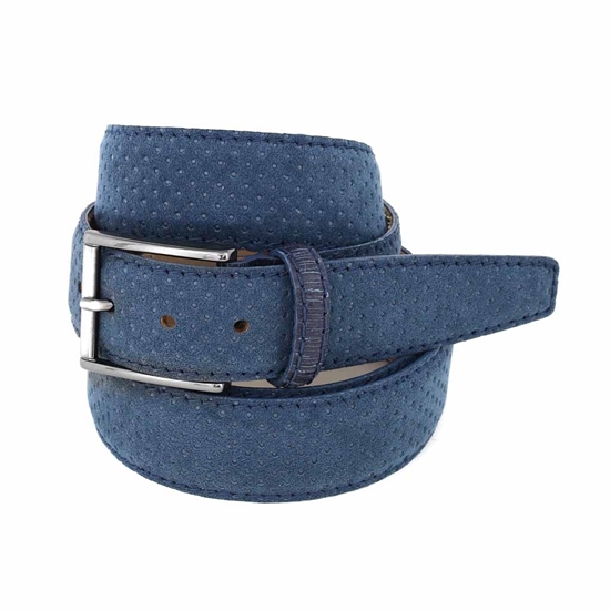 Picture of Avion Blue Perforeted Alcantara Belt - 3,5 cm. wide