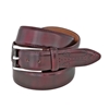 Picture of Burgundy Fretworked Tip Brushed Calf Leather Belt - 3,5 cm. wide