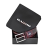 Picture of Burgundy Fretworked Tip Brushed Calf Leather Belt - 3,5 cm. wide