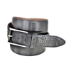 Picture of Grey Fretworked Tip Brushed Calf Leather Belt - 3,5 cm. wide
