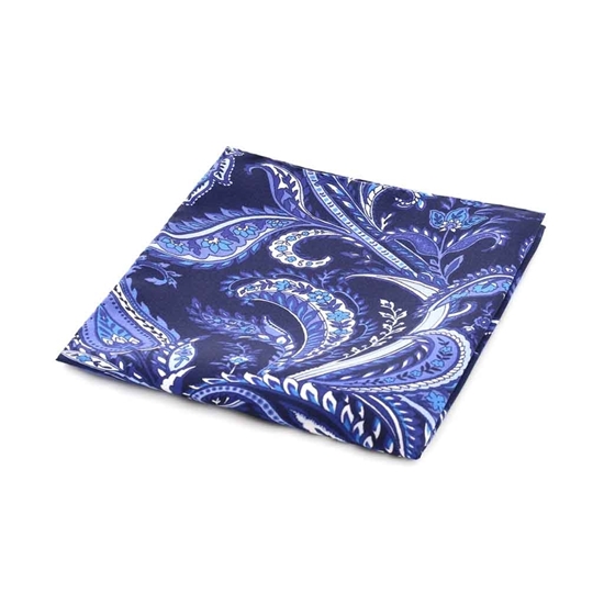 Picture of Blue Paisley Silk Handkerchief