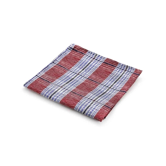 Picture of Red & Blue Checked Silk Handkerchief