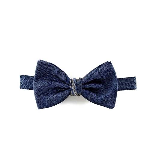Picture of Light Blue Salt and Pepper Silk Bow Tie