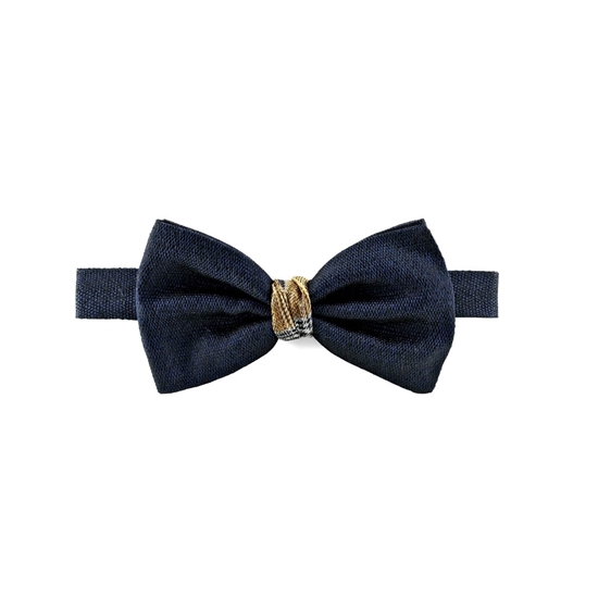Picture of Dark Blue Salt & Pepper Silk Bow Tie