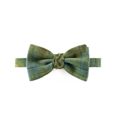 Picture of Green Checked Pattern Wool Bow Tie