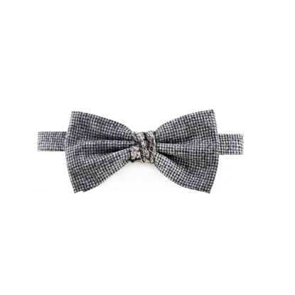 Picture of Grey Little Checked Patterned Wool Bow Tie