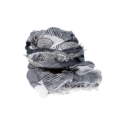 Picture of Blue & Burgundy Flowers Lightweight Scarf
