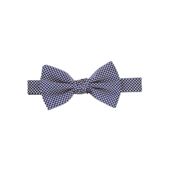Picture of Blue & Yellow Micro Pattern Silk Bow Tie