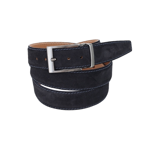 Picture of Blue stiching Calf Leather Belt - 3,5 cm. wide