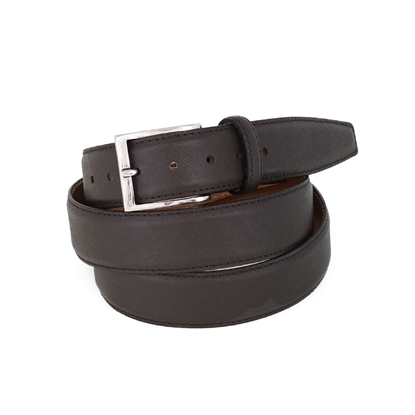 Picture of Brown Saffiano printed Calf Leather Belt - 3,5 cm. wide