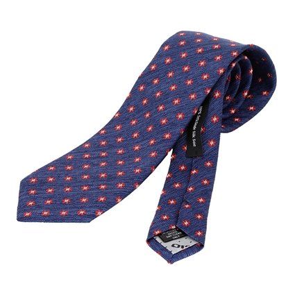 Picture of Blue & Red Micro Pattern Jacquard Silk Tie - 7 cm. wide 
