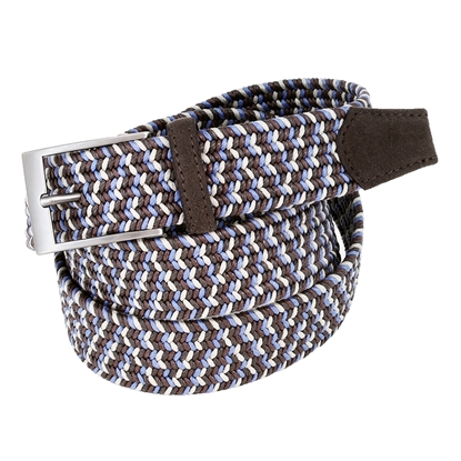 Picture of Brown , Sand & Light Blue Elastic Braided  Belt - 3,5 cm. wide