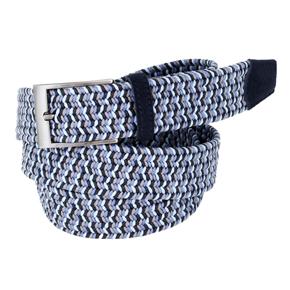 Picture of Light Blue, Grey & Dark Blue Elastic Braided  Belt - 3,5 cm. wide