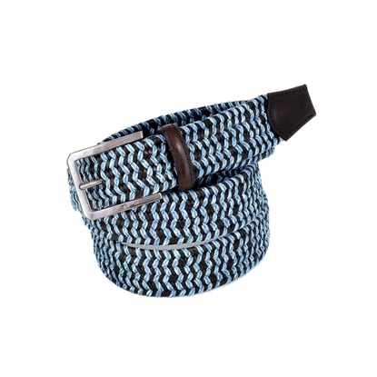 Picture of Light Blue & Brown Elastic Braided Belt - 3,5 cm. wide