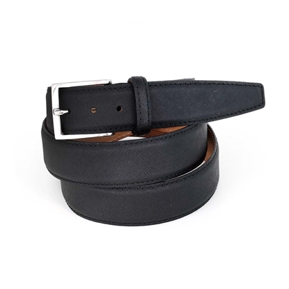 Picture of Black Saffiano printed Calf Leather Belt - 3,5 cm. wide